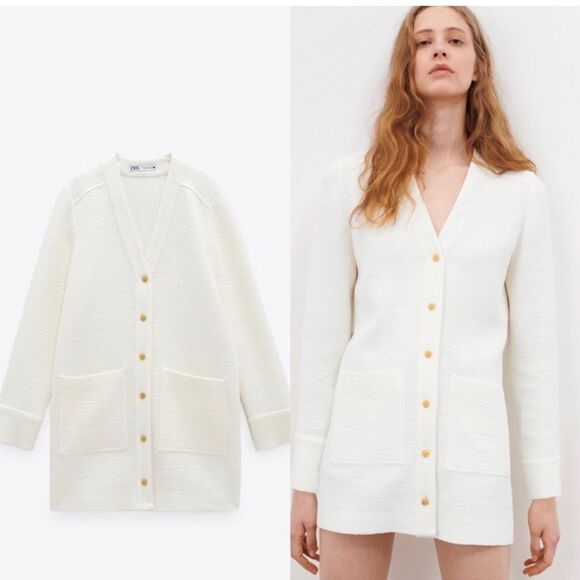 Zara‎ NWT jacket dress with golden buttons women’s Small - Picture 1 of 5